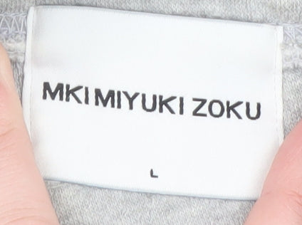 MKI Miyuki Zoku Mens Grey L Pullover Hoodie Graphic Print Streetwear