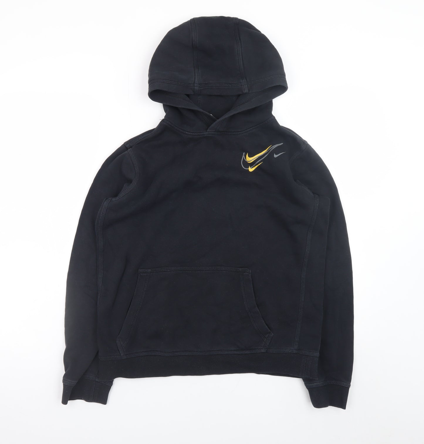 Nike Boys Black XL Pullover Fleece Hoodie with Yellow Logo