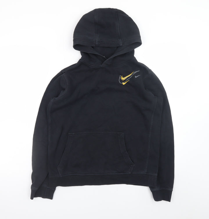 Nike Boys Black XL Pullover Fleece Hoodie with Yellow Logo