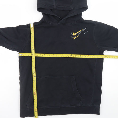 Nike Boys Black XL Pullover Fleece Hoodie with Yellow Logo