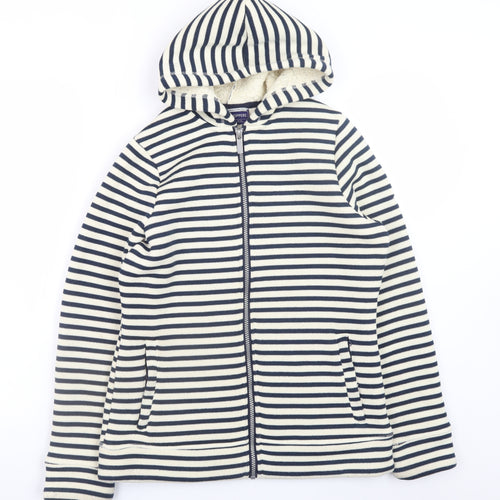 Craghoppers Womens Blue Stripe Full Zip Hoodie UK 10 Fleece Lined