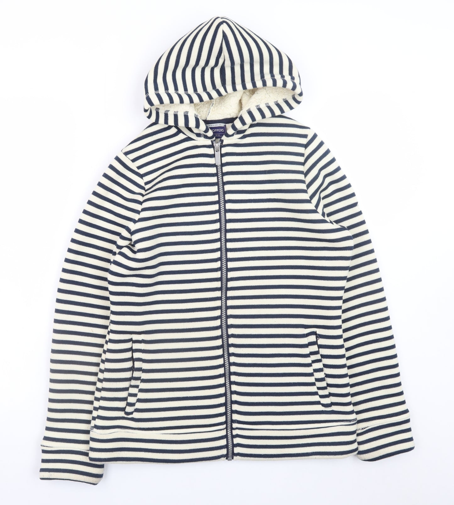 Craghoppers Womens Blue Stripe Full Zip Hoodie UK 10 Fleece Lined