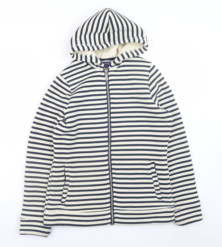 Craghoppers Womens Blue Stripe Full Zip Hoodie UK 10 Fleece Lined