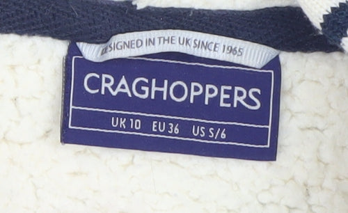Craghoppers Womens Blue Stripe Full Zip Hoodie UK 10 Fleece Lined