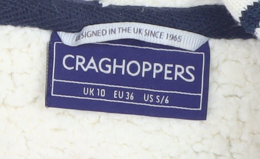 Craghoppers Womens Blue Stripe Full Zip Hoodie UK 10 Fleece Lined