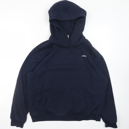 Slazenger Men's Blue Pullover Hoodie L Logo Fleece Sweatshirt