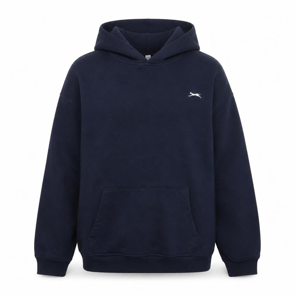 Front view of Slazenger Men's Blue Pullover Hoodie L Logo Fleece Sweatshirt