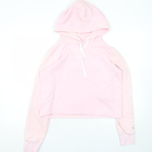 Champion Women Pink Pullover Hoodie Large Cotton Blend Hooded Sweatshirt