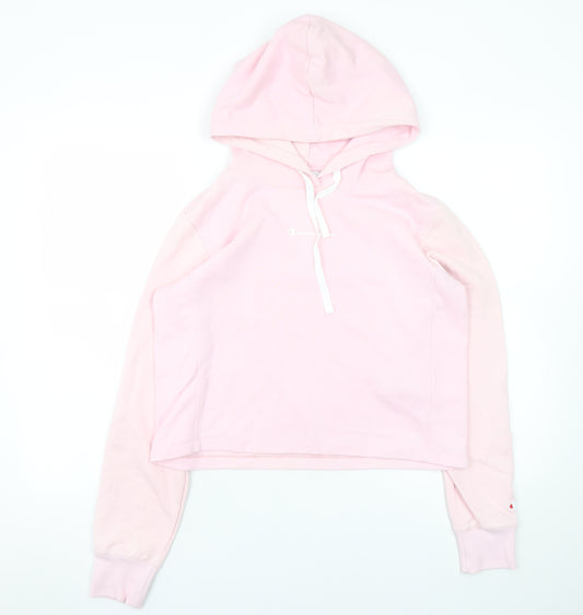 Champion Women Pink Pullover Hoodie Large Cotton Blend Hooded Sweatshirt