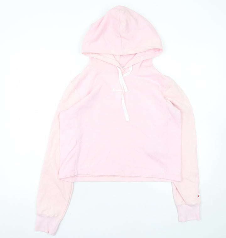 Champion Women Pink Pullover Hoodie Large Cotton Blend Hooded Sweatshirt