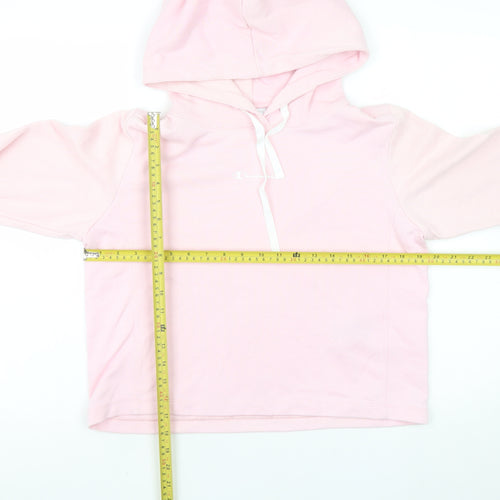 Champion Women Pink Pullover Hoodie Large Cotton Blend Hooded Sweatshirt