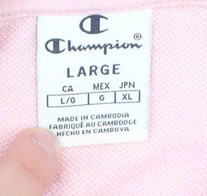 Champion Women Pink Pullover Hoodie Large Cotton Blend Hooded Sweatshirt