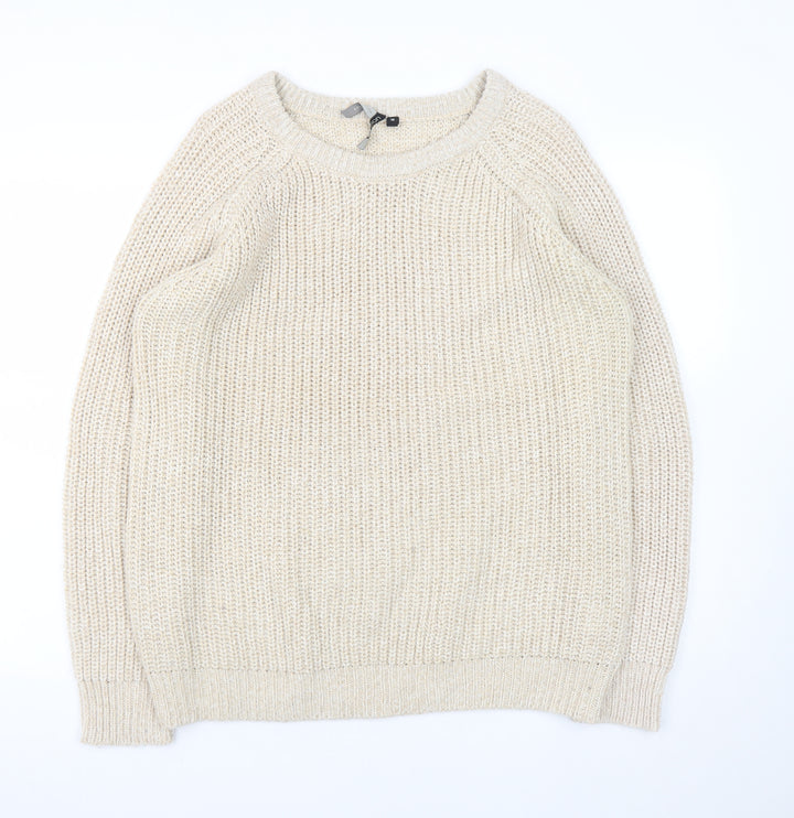 Intuition Women Beige Acrylic Knit Jumper Size 16 Crew Neck