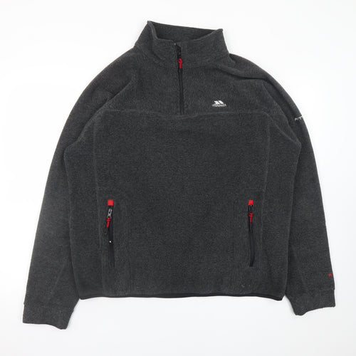 Trespass Men's Grey 1/4 Zip Fleece Sweatshirt L Outdoor Pullover