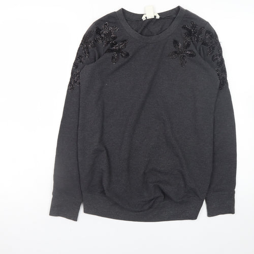 H&M MAMA Women's Grey Beaded Shoulder Maternity Pullover Jumper Size 8