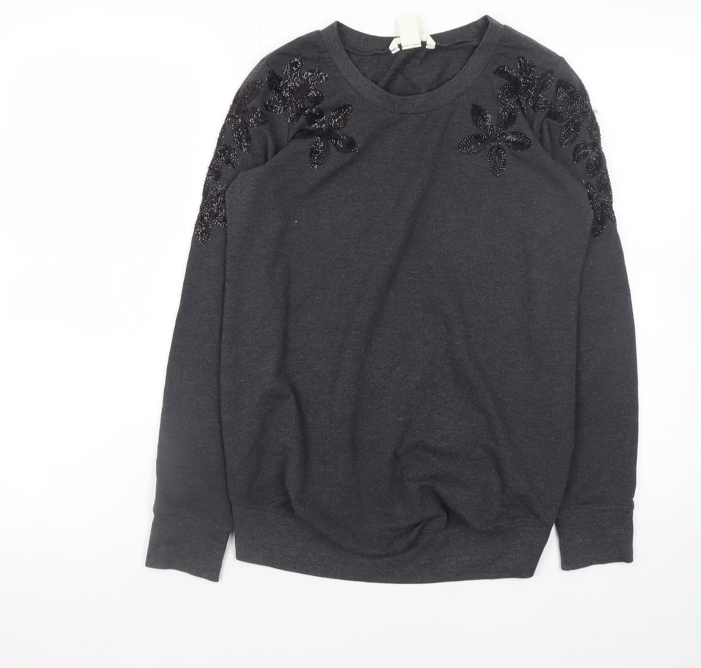 H&M MAMA Women's Grey Beaded Shoulder Maternity Pullover Jumper Size 8