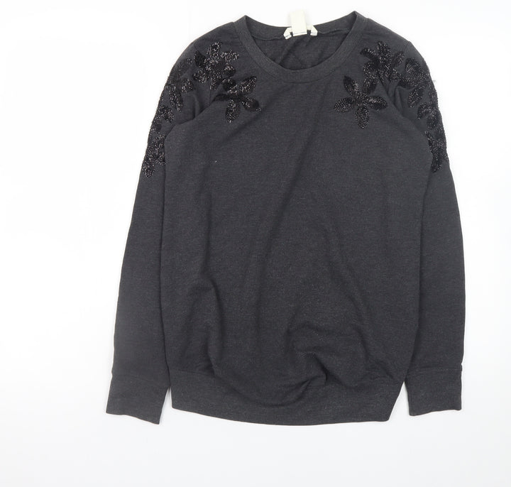 H&M MAMA Women's Grey Beaded Shoulder Maternity Pullover Jumper Size 8