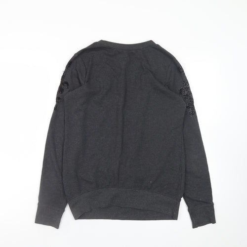 H&M MAMA Women's Grey Beaded Shoulder Maternity Pullover Jumper Size 8