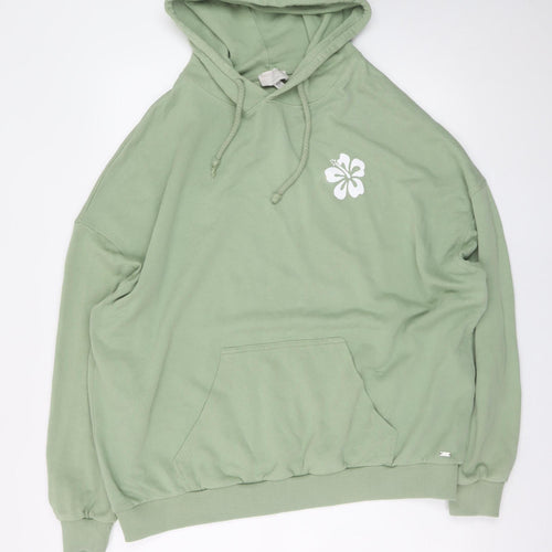 Pull&Bear Teen Green Graphic Pullover Hoodie Size L