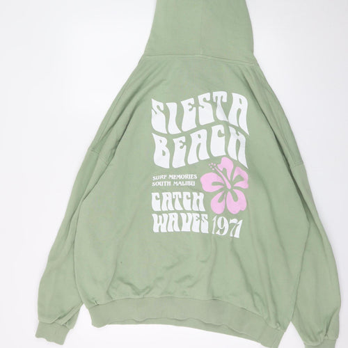 Pull&Bear Teen Green Graphic Pullover Hoodie Size L