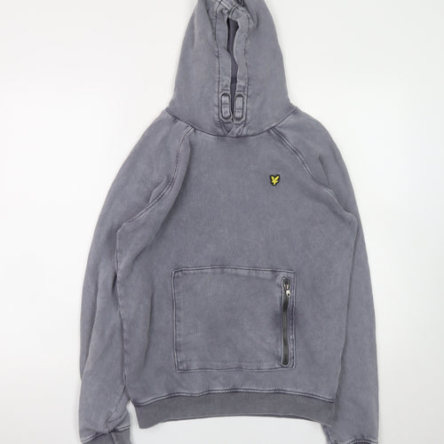 Lyle & Scott Junior Boys Grey Pullover Hoodie 12-13 Years Cotton Zip Pocket