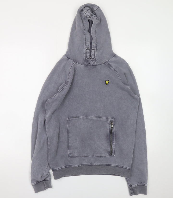 Lyle & Scott Junior Boys Grey Pullover Hoodie 12-13 Years Cotton Zip Pocket