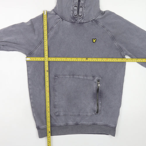 Lyle & Scott Junior Boys Grey Pullover Hoodie 12-13 Years Cotton Zip Pocket