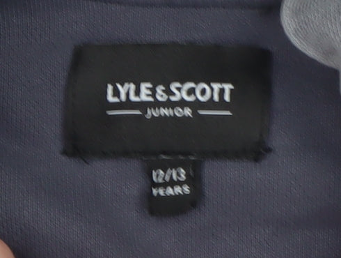 Lyle & Scott Junior Boys Grey Pullover Hoodie 12-13 Years Cotton Zip Pocket