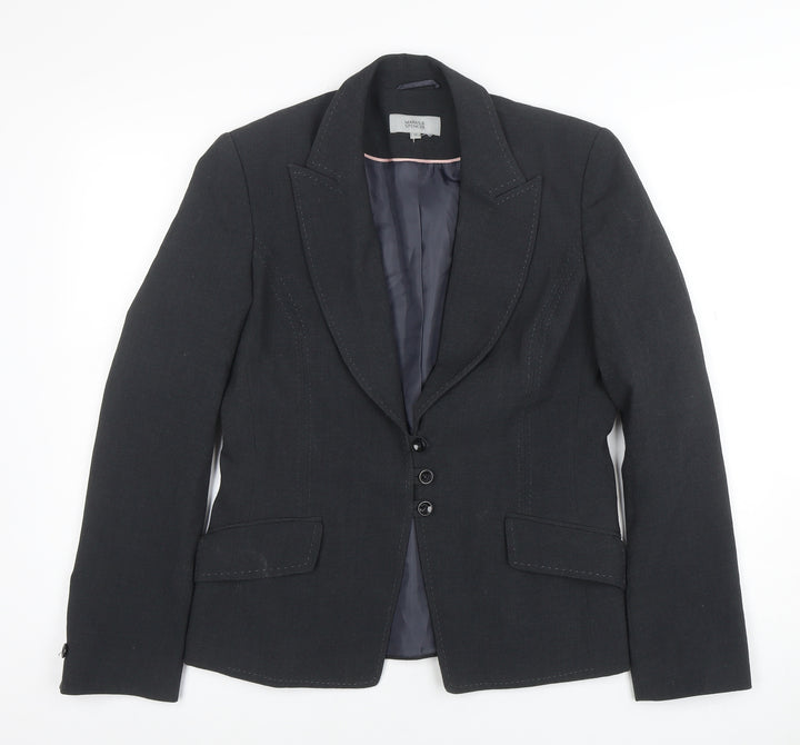 Marks and Spencer Women's Black Blazer UK 12 Regular Fit Single-Breasted