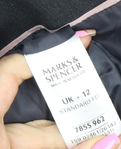 Marks and Spencer Women's Black Blazer UK 12 Regular Fit Single-Breasted