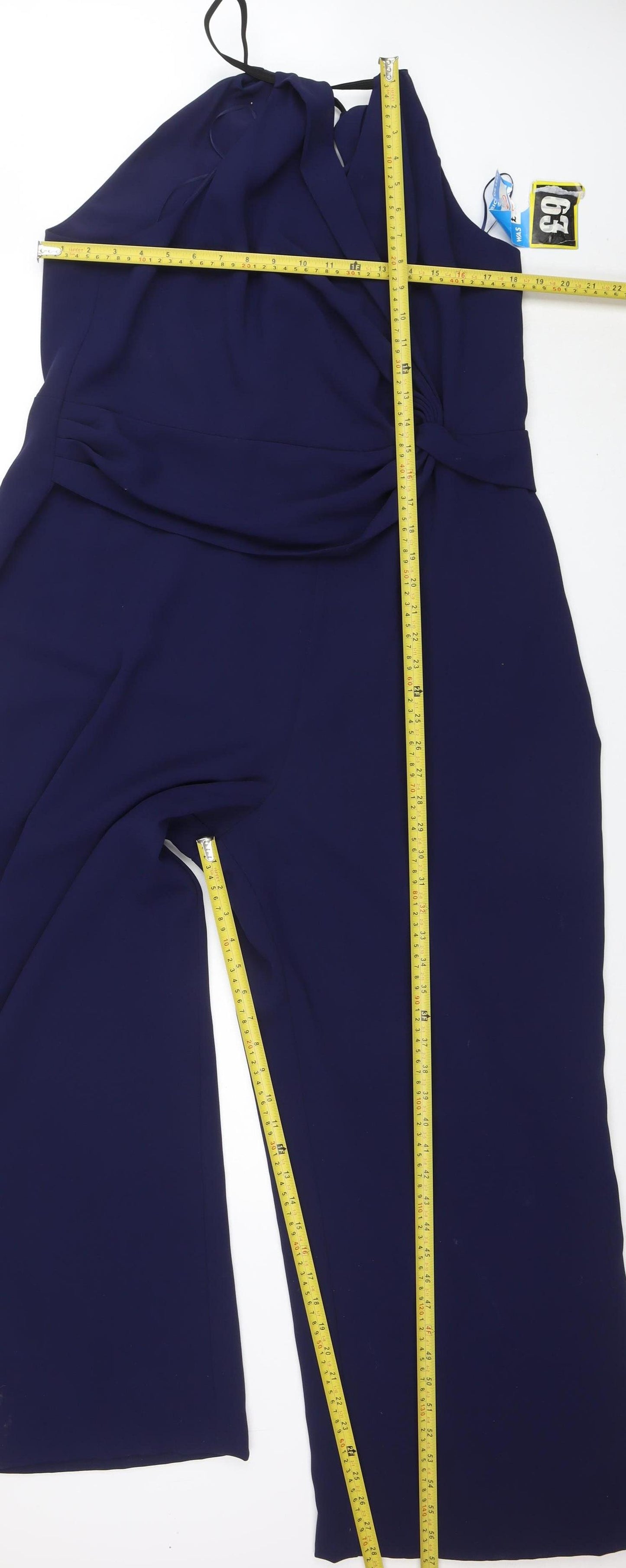 Next Women's Navy Blue Polyester Jumpsuit Size 20 Elegant Knot Detail