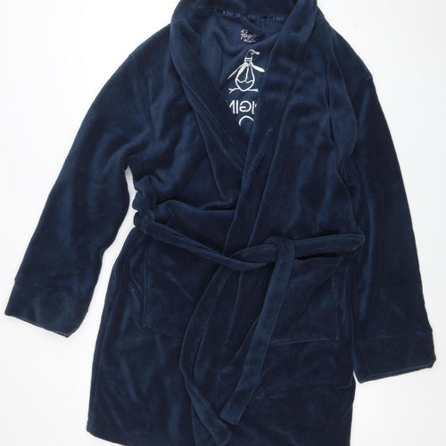Original Penguin Men's Navy Blue Polyester Belted Robe S/M