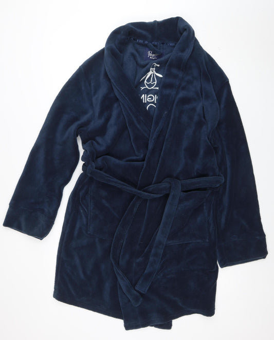 Original Penguin Men's Navy Blue Polyester Belted Robe S/M