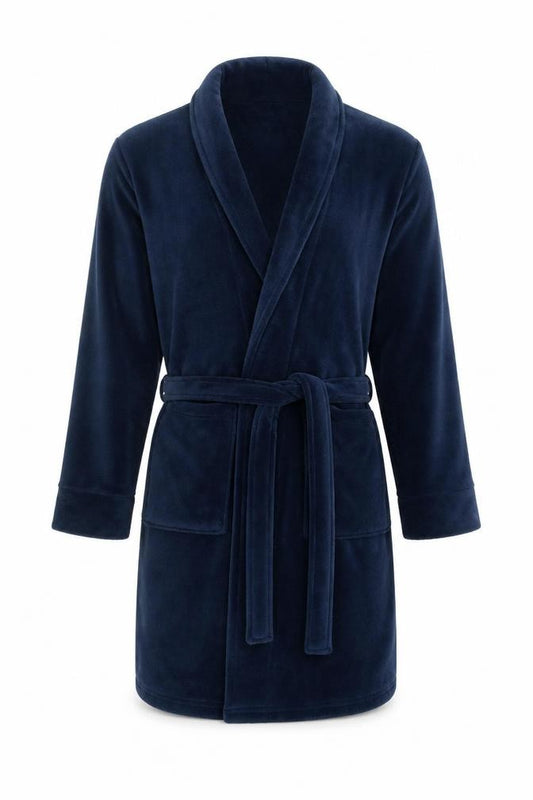 Original Penguin Men's Navy Blue Polyester Belted Robe S/M