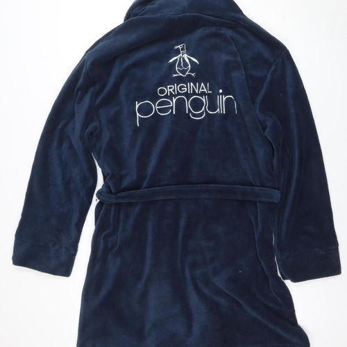 Original Penguin Men's Navy Blue Polyester Belted Robe S/M