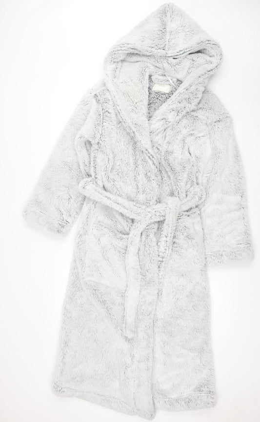 Marks and Spencer Women's Grey Fleece Hooded Robe S