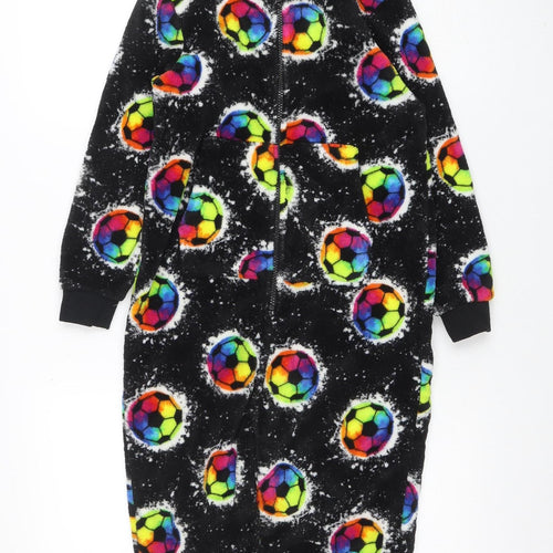 Next Boys Black Fleece One Piece Pyjama 8 Years Hooded Zip Up Nightwear