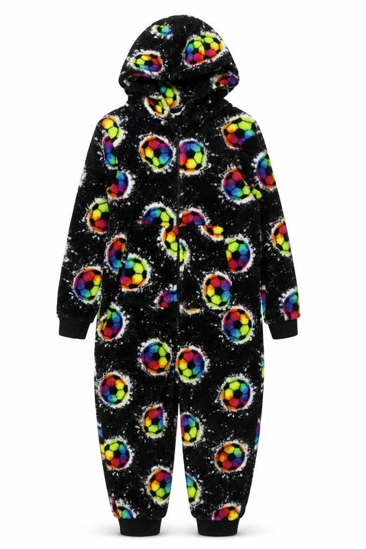 Next Boys Black Fleece One Piece Pyjama 8 Years Hooded Zip Up Nightwear