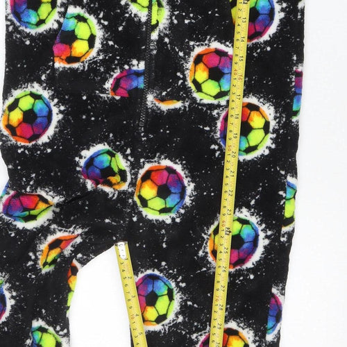 Next Boys Black Fleece One Piece Pyjama 8 Years Hooded Zip Up Nightwear