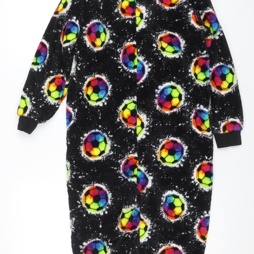 Next Boys Black Fleece One Piece Pyjama 8 Years Hooded Zip Up Nightwear