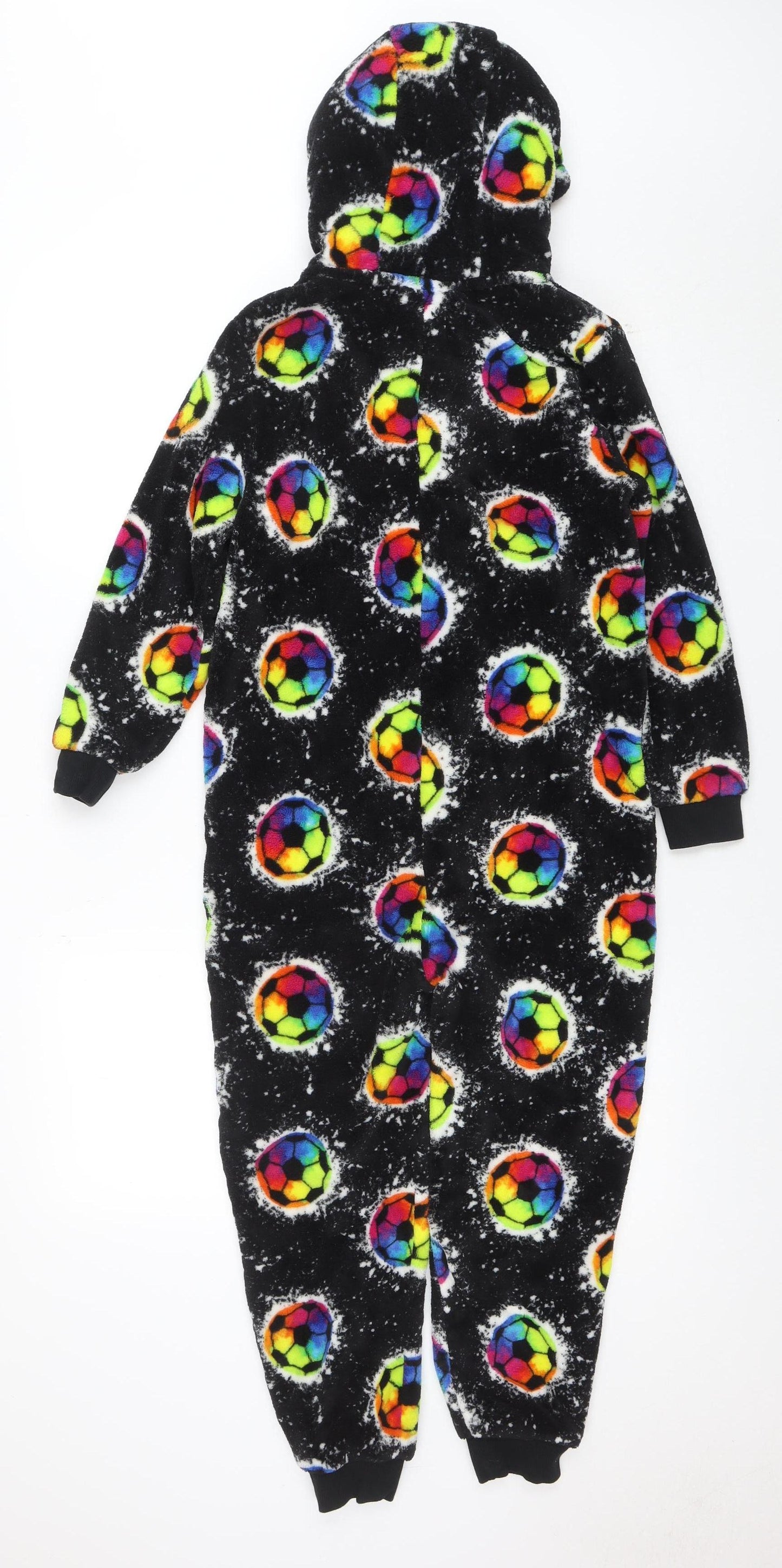 Next Boys Black Fleece One Piece Pyjama 8 Years Hooded Zip Up Nightwear