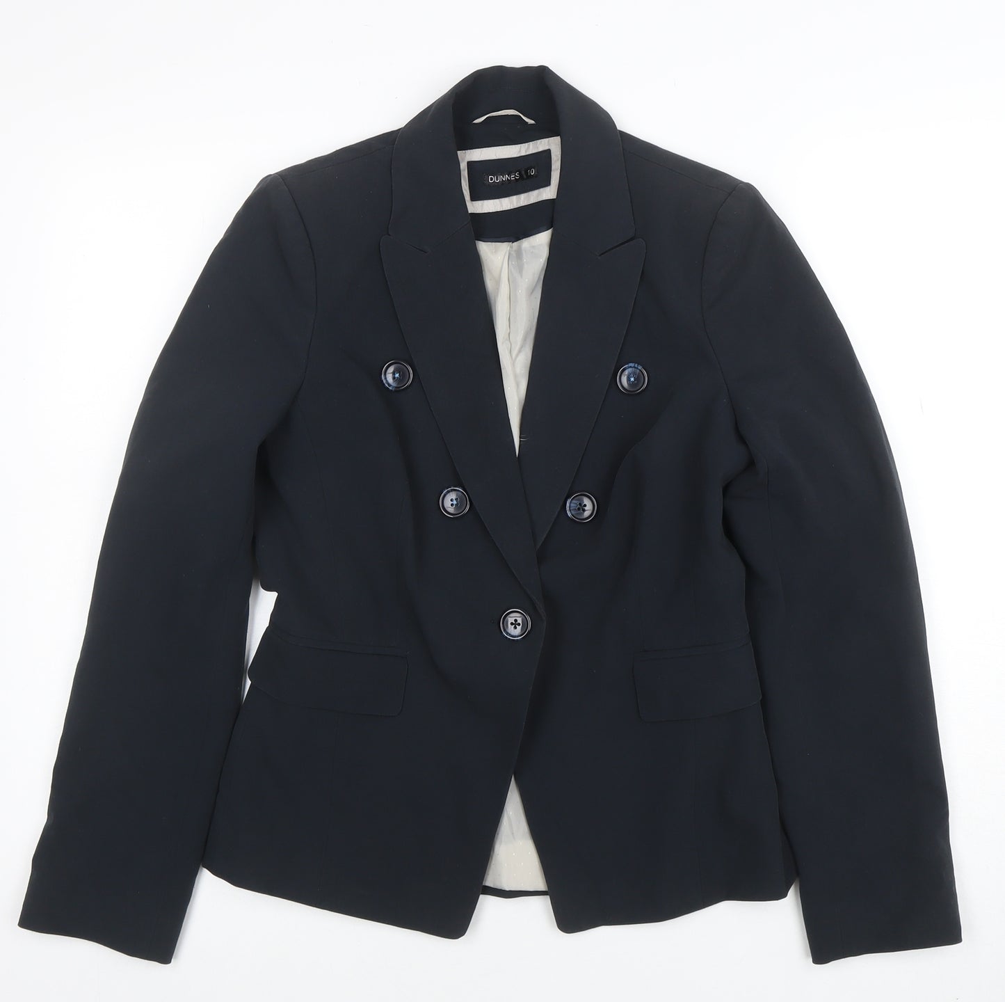 Dunnes Women Navy Double-Breasted Blazer Size 10 Classic Workwear
