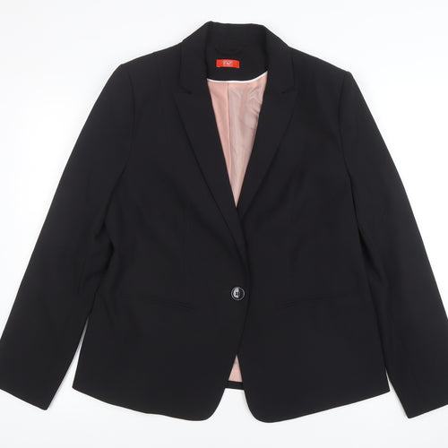 F&F Women Black Size 16 Classic One-Button Blazer Jacket