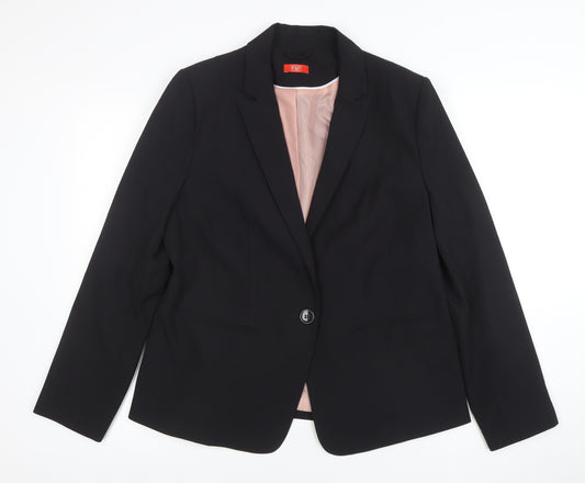 F&F Women Black Size 16 Classic One-Button Blazer Jacket