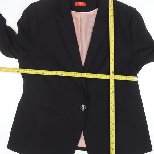 F&F Women Black Size 16 Classic One-Button Blazer Jacket