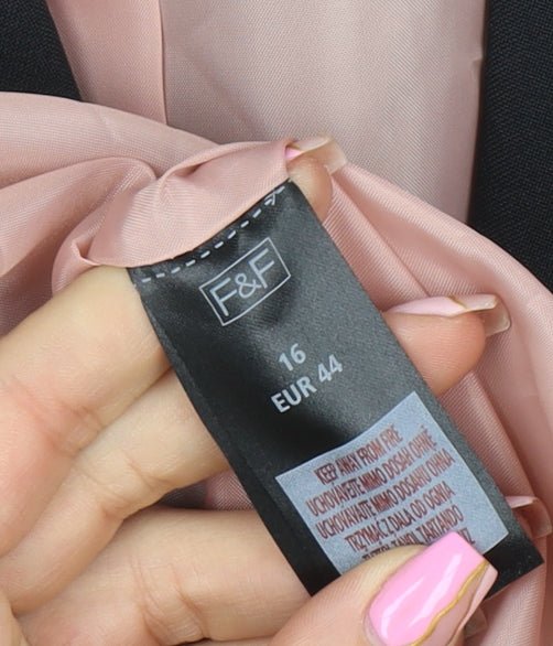 F&F Women Black Size 16 Classic One-Button Blazer Jacket