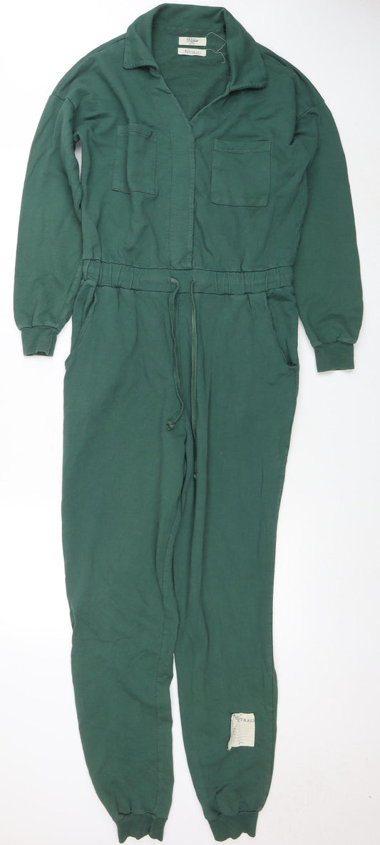 Jaded London Women’s Green Cotton Collared Long Sleeve Jumpsuit Size S