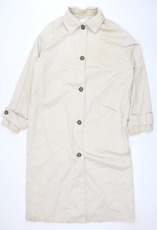 ASOS Women's Beige Long Trench Coat Size 12 Cotton Blend