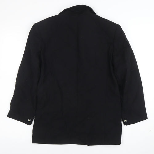 Viyella Women Black Wool Blazer UK 12 Shawl Lapel Double-Breasted