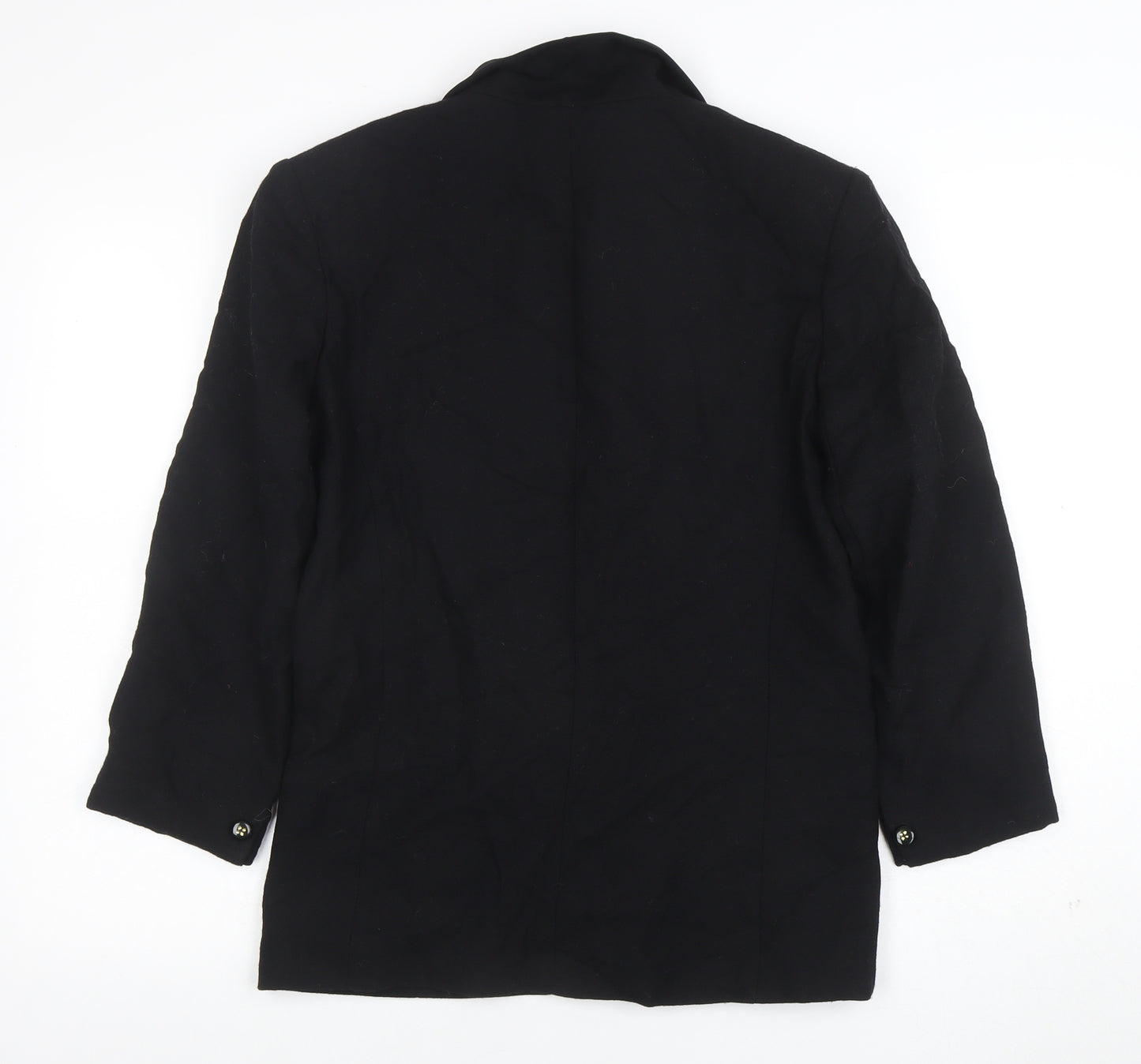 Viyella Women Black Wool Blazer UK 12 Shawl Lapel Double-Breasted